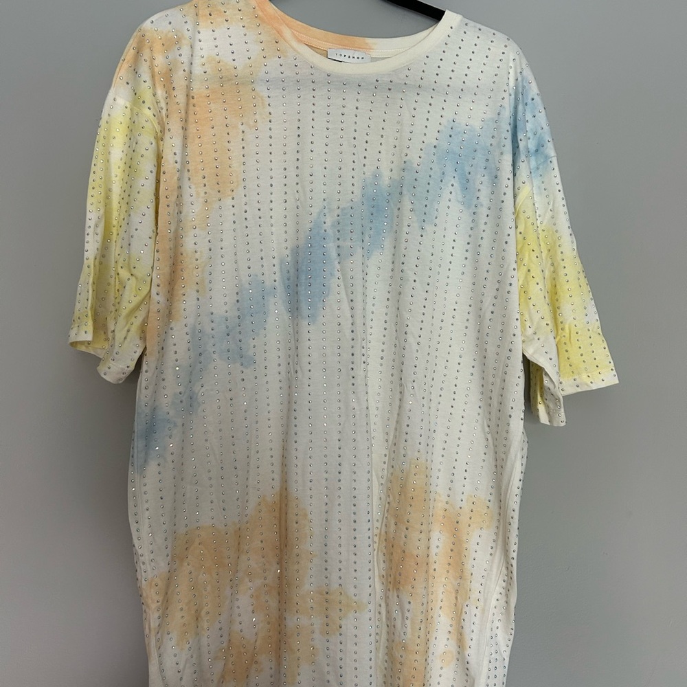 Topshop Multicolor Tie-Dye Rhinestone Tee *worn once*